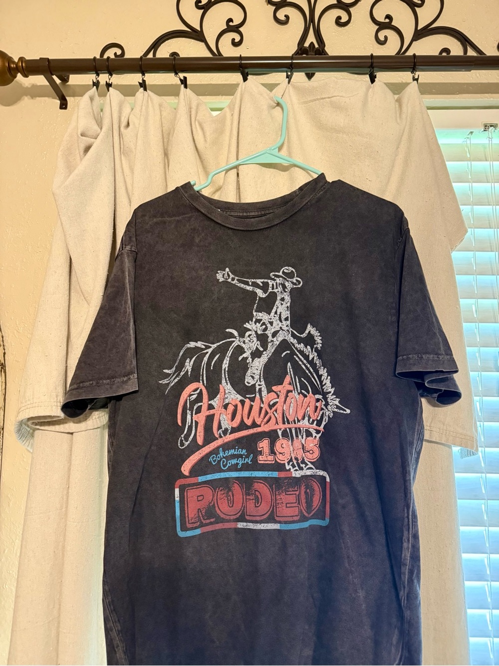 Houston Rodeo Graphic Tee - Black with Red & Blue Print
